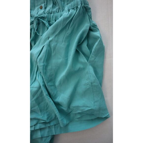 Tigerlily Women's Sz 4 Aqua Blue Sleeveless Relaxed Fit 1/2 Button Romper - Picture 10 of 10